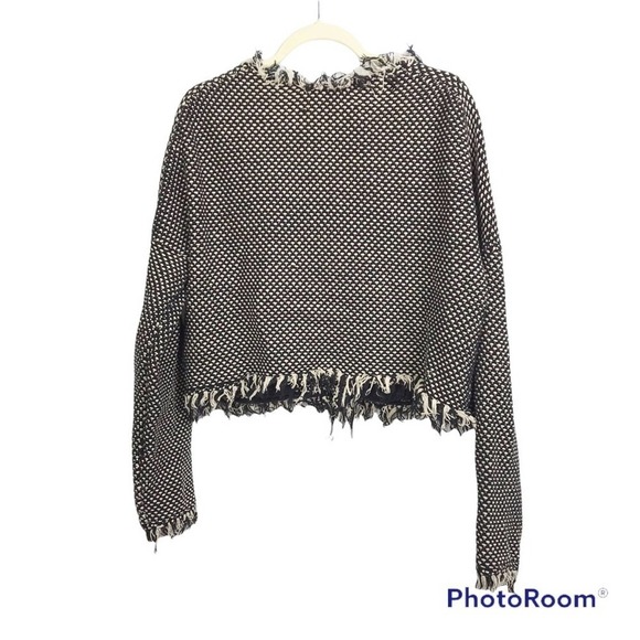 Tracy Reese basketweave and fringe long sleeve tweed jacket size M - Picture 3 of 5